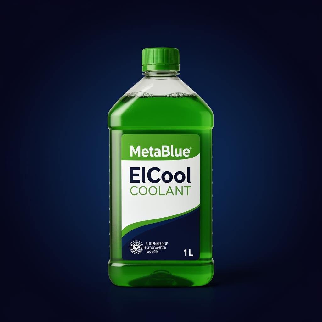 MetaBlue ElCool Coolant bottle